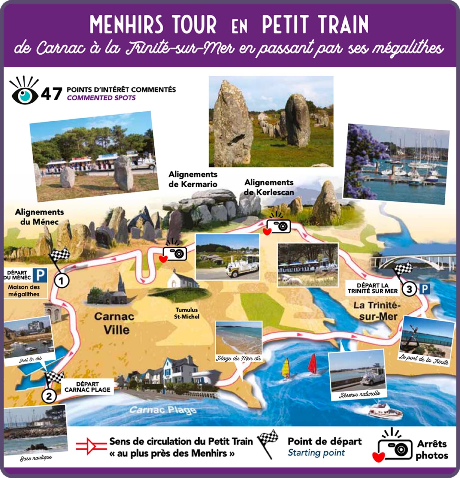 Karte der Route des Petit Train de Carnac — zum Vergrößern klicken
